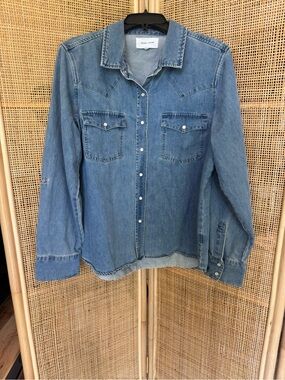 Dear John Light Blue Denim Shirt with Snap Detail